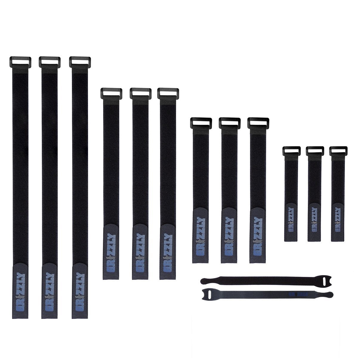 Cinch Straps, Reusable Black Nylon Cable/Securing Straps, 1 inch Wide, 12 Various Lengths, 2 Free Cable Straps - RingBinderDepot.com