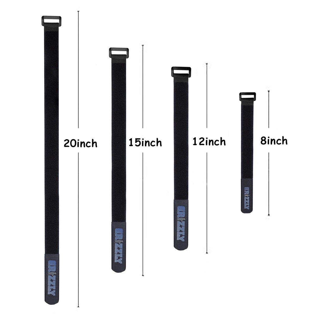 Cinch Straps, Reusable Black Nylon Cable/Securing Straps, 1 inch Wide, 4 Various Lengths, 4 Free Cable Straps - RingBinderDepot.com