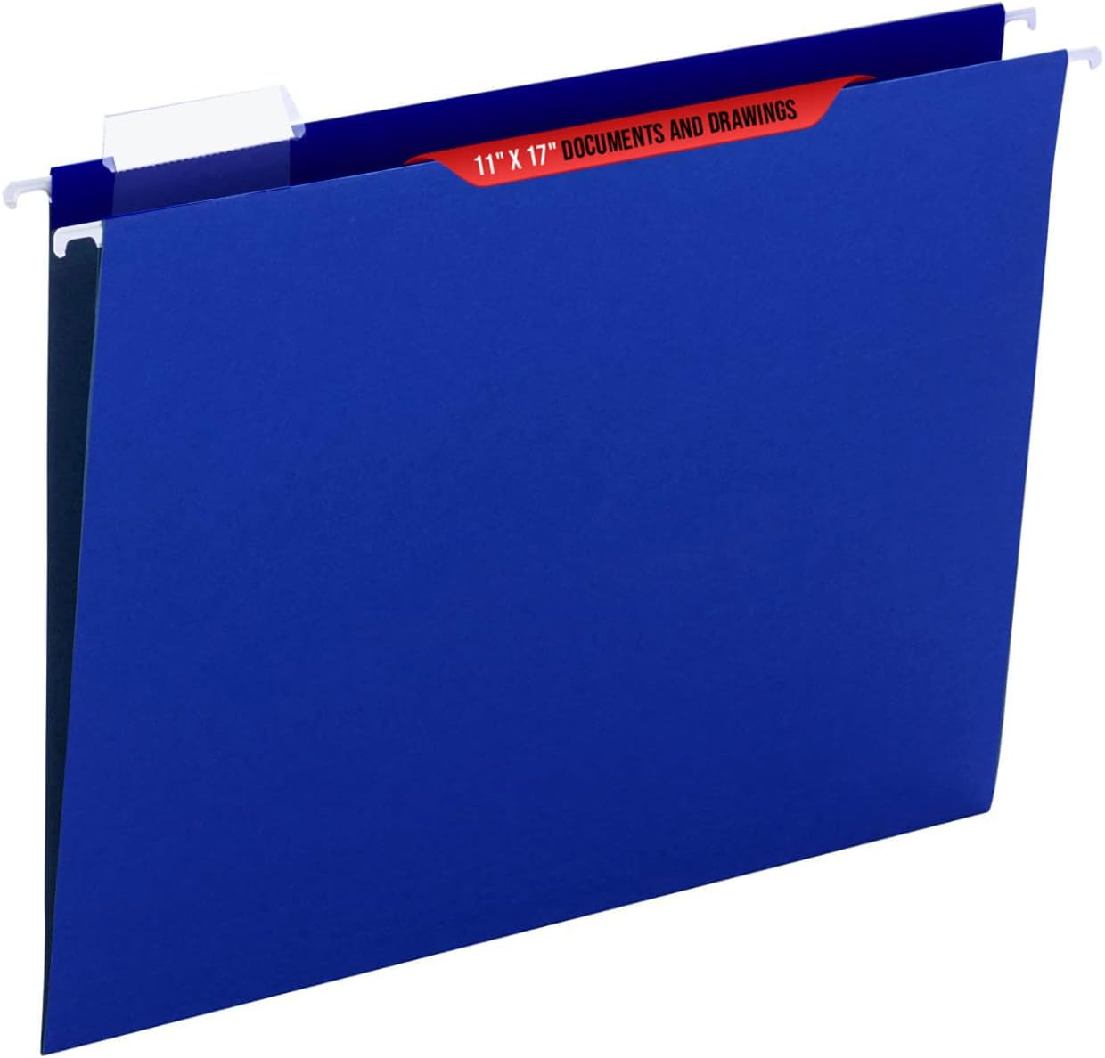 Performore 11X17 Hanging File Folders,1/5 Cut Adjustable Clear Plastic Tabs (25 Pack) Includes White Metal Rod Hangers, Plastic Label Tabs & Label Cards