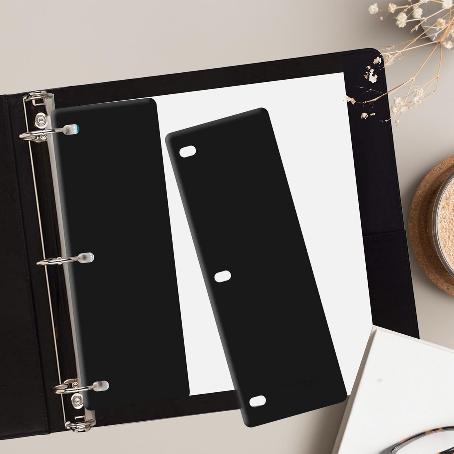 Durable Sheet Lifters, Durable Easy Flow, 11" x 3", Lifts Sheets Over Rings and Protects Sheets from Tearing, Fit Standard 3-Ring Binders, Black (20 Pack)