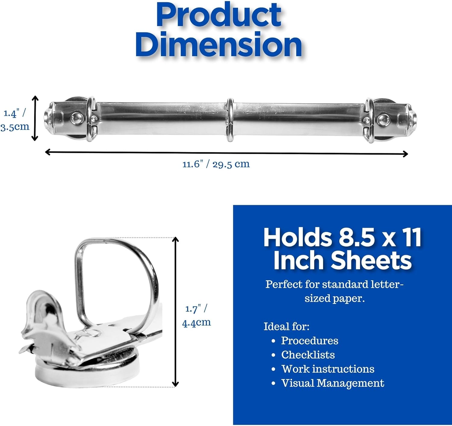 Magnetic 3 Ring Binder Locking Mechanism, 1 inch D Shaped Rings - 50 Sheet Protectors Included