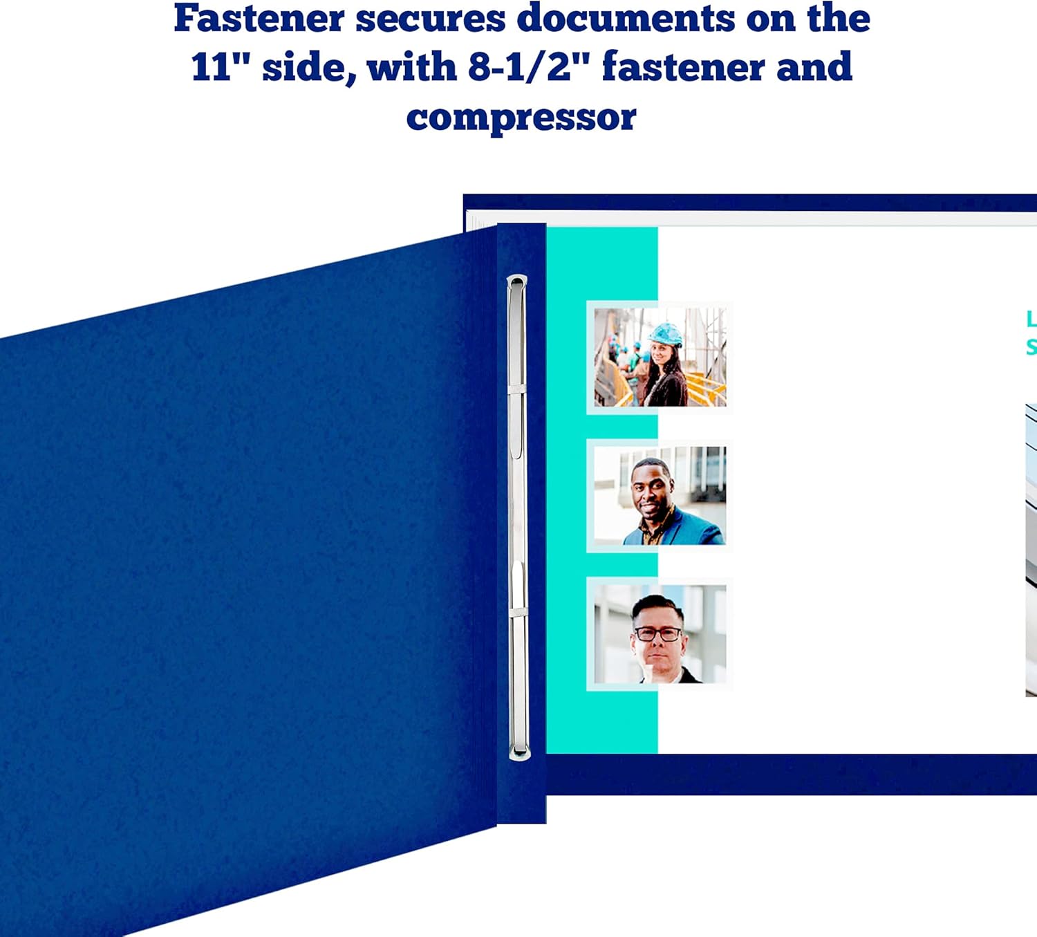 10 Pack of 11”x17” Landscape Pressboard Presentation Binder Folder, Blue Fiberboard Report Cover with 3" Capacity Metal Prong Paper Fastener to Neatly Bind Reports, Proposals, and Other Documents