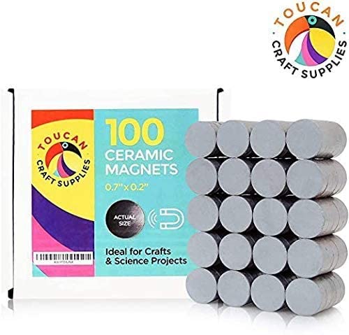 Ceramic Magnets – 100 Round Discs (0.7” x 0.2”) for Science Projects and Crafts