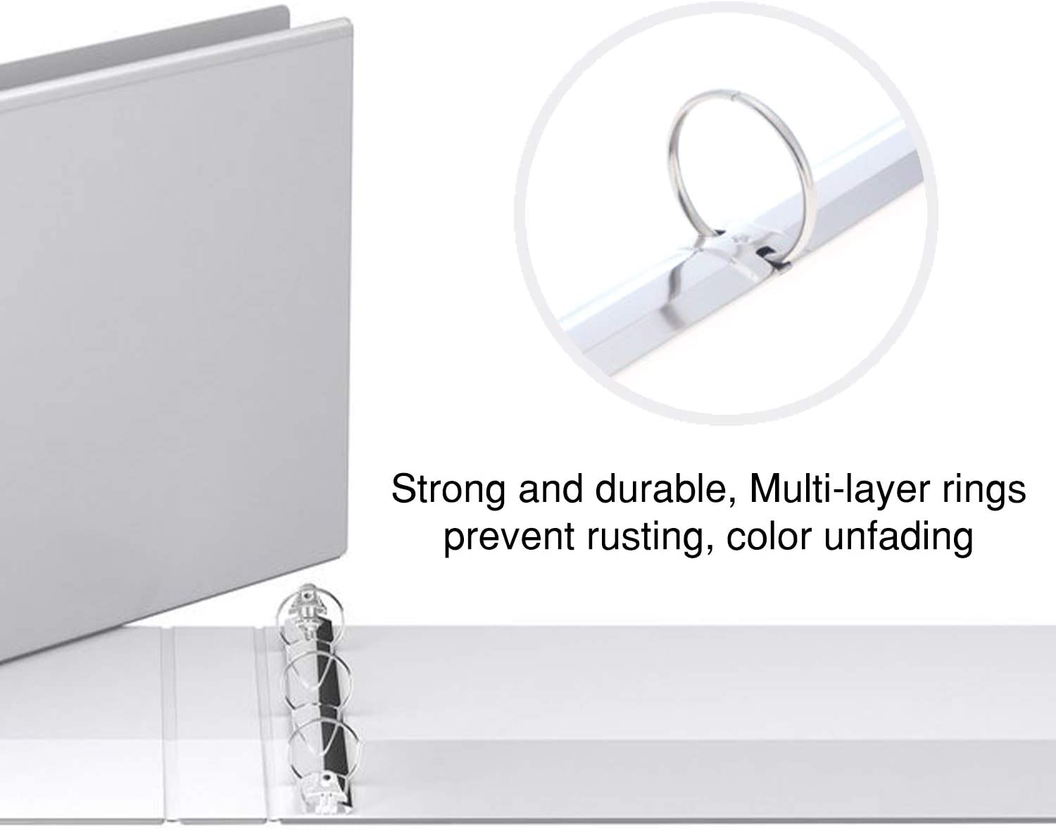 Landscape View Binder, 8.5" X 11", 1 Inch Round Ring, Back Mount, White - Pack of 4
