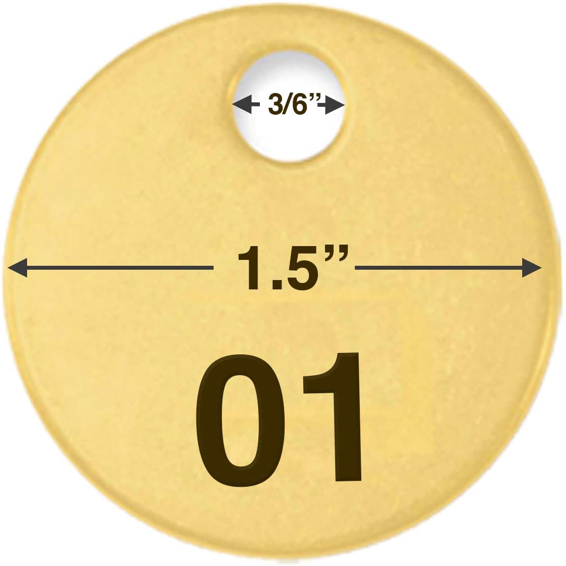 1.5" Solid Brass Numbered Valve Tags (1-25) Round Disc (Pack of 25)