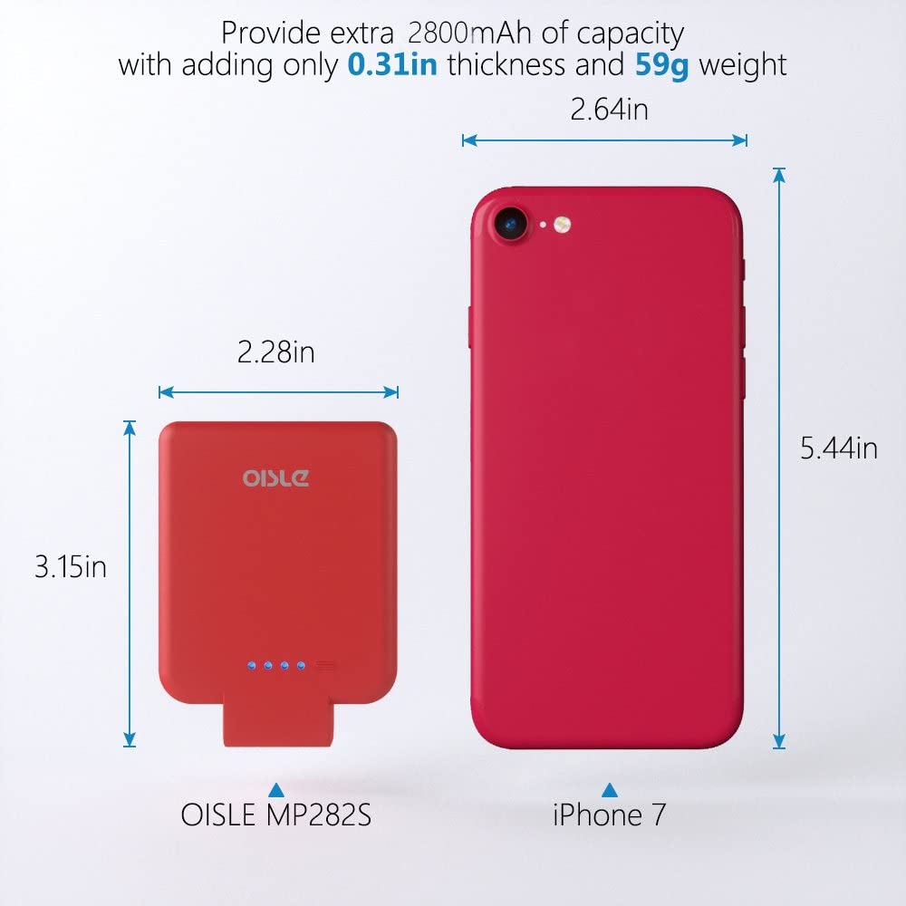 Portable Charger Mini Power Bank PowerCore 2800mAh Wireless Compatible with iPhone X/XR/12,13,14 Series- Red