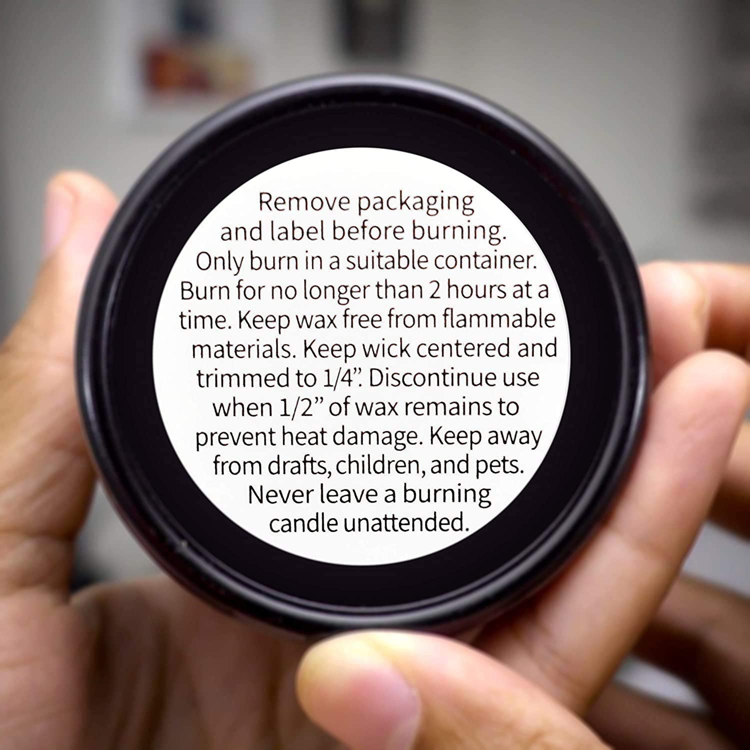 Candle Warning Stickers, 1.5 inch Round Label, Sticker Decal for Candle Jars, Tins and Votives - 300 Labels