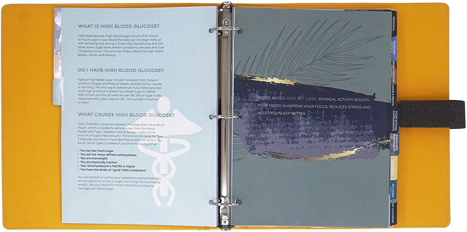 Health Journal Medical Record Book Organizer 3-Ring Binder