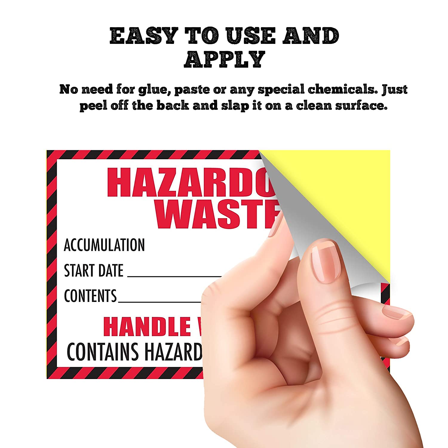 Hazardous Waste Label with Handle with Care, 4"x6" in dimensions