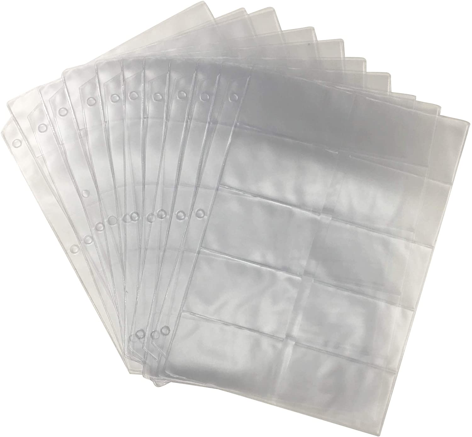 Business Card Sleeves for 3 Ring Binders, Plastic Card Holder Sheets, 10 Pack - 20 Cards Per Sheet