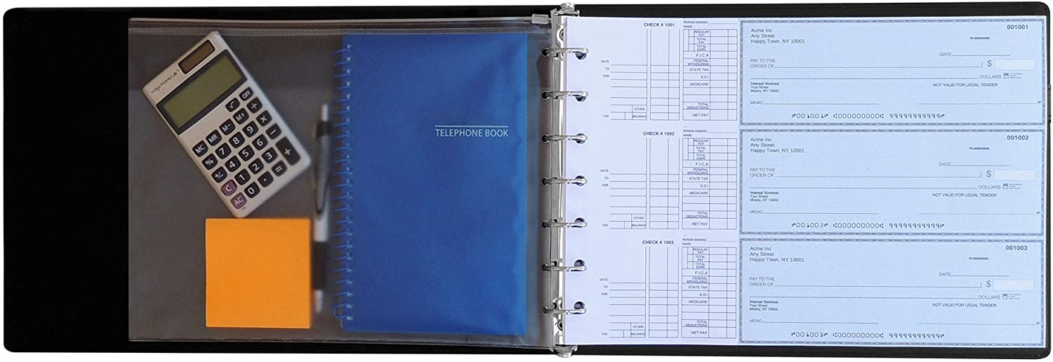 Premium Executive Check Binder | 7 Ring w/Zip Pouch Checkbook Portfolio - 600 Checks Capacity for 9" x 13" Sheets