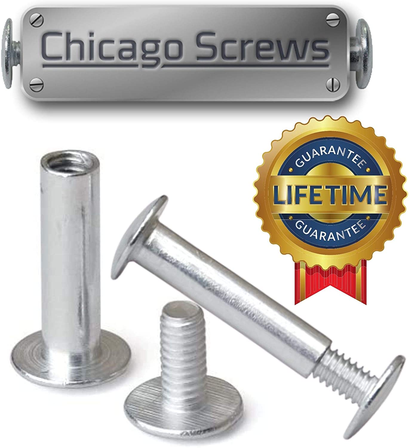 Silver Nickel Screw Posts/Chicago Post, 100 Pack, 2-Inch