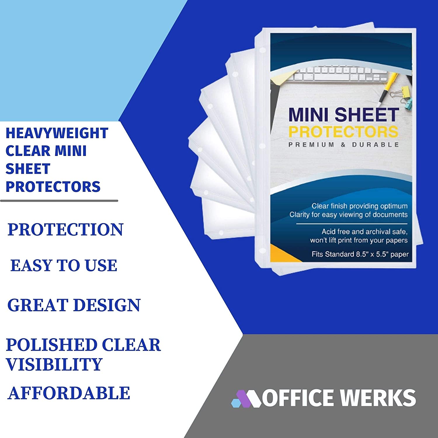 Heavyweight Clear Mini Sheet Protectors, 5.5" x 8.5", Top Load, Reinforced Holes, Acid-Free/Archival Safe - 200 Pack