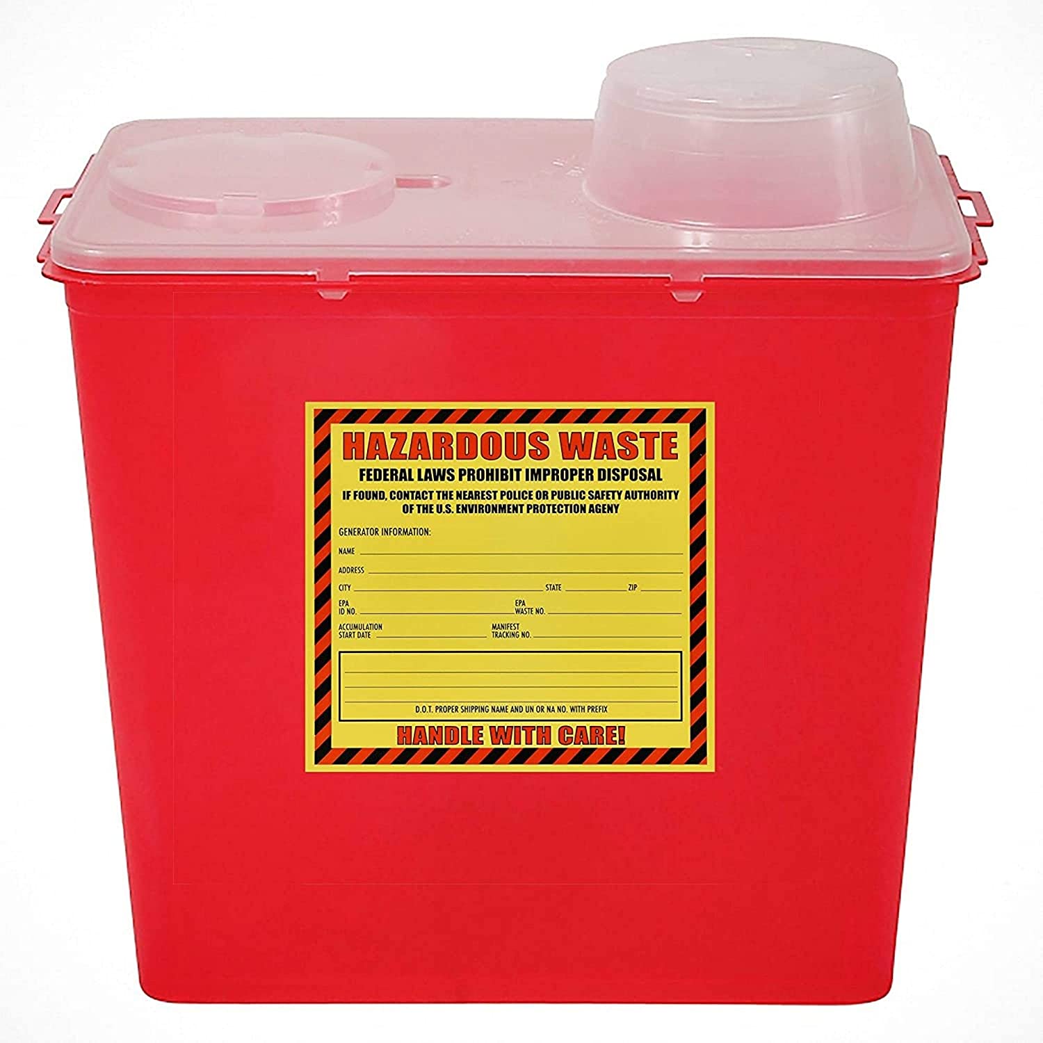 Hazardous Waste Label, 6" x 6", Self-Adhesive