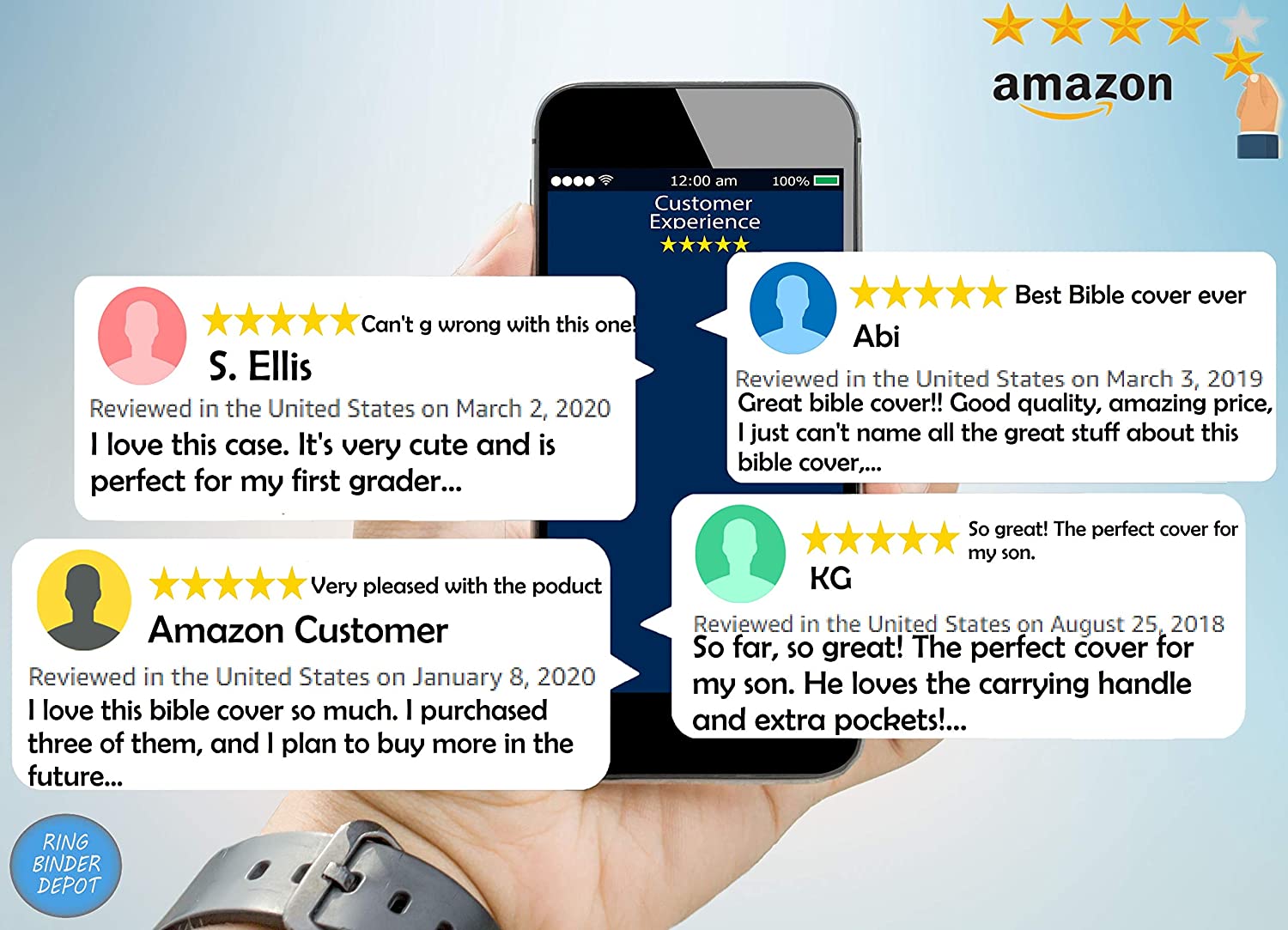 Children's Bible Cover - Blue - Medium Size