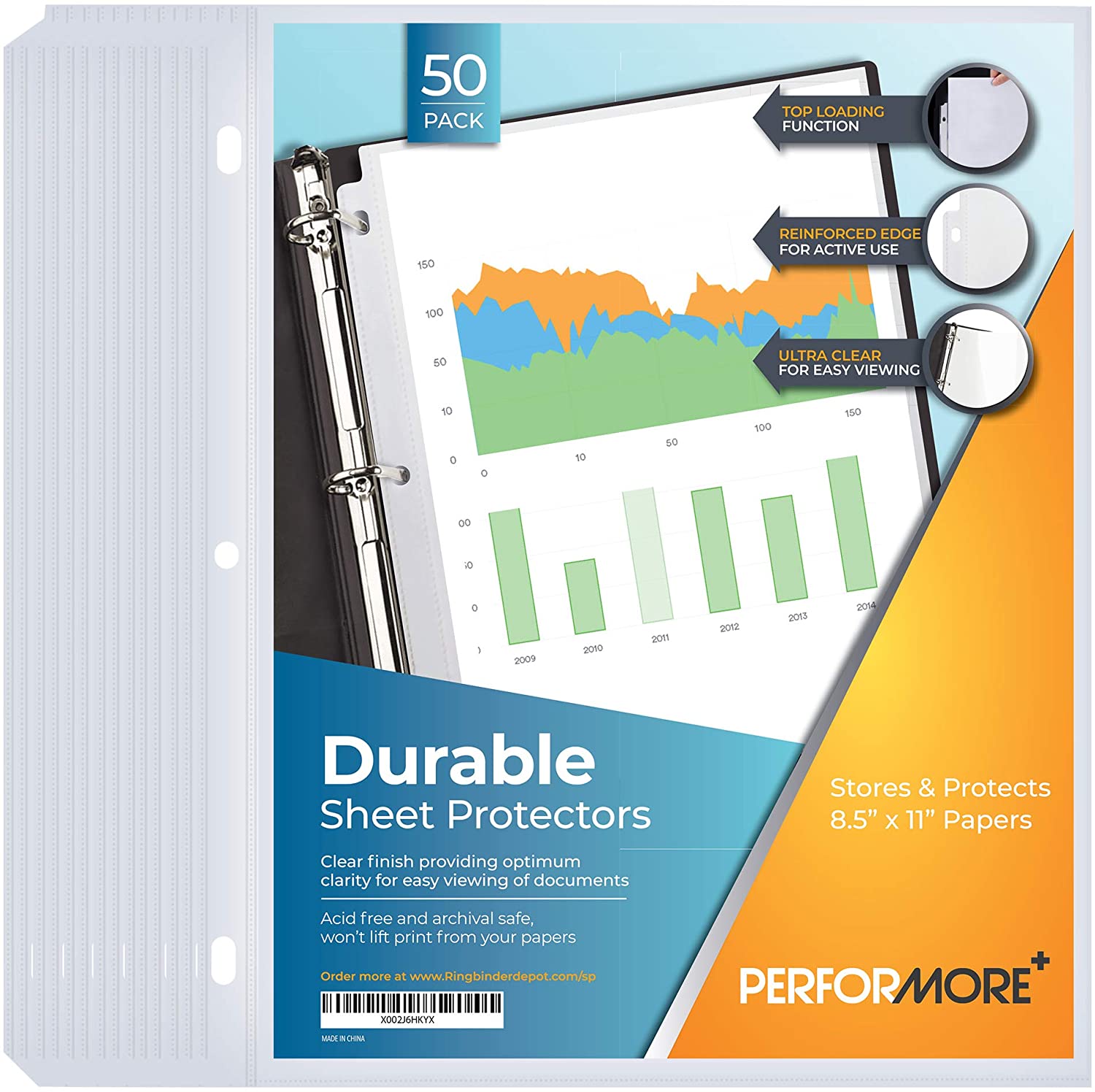 Durable Clear Page Protectors, 8.5 x 11 inch - 50 Pack