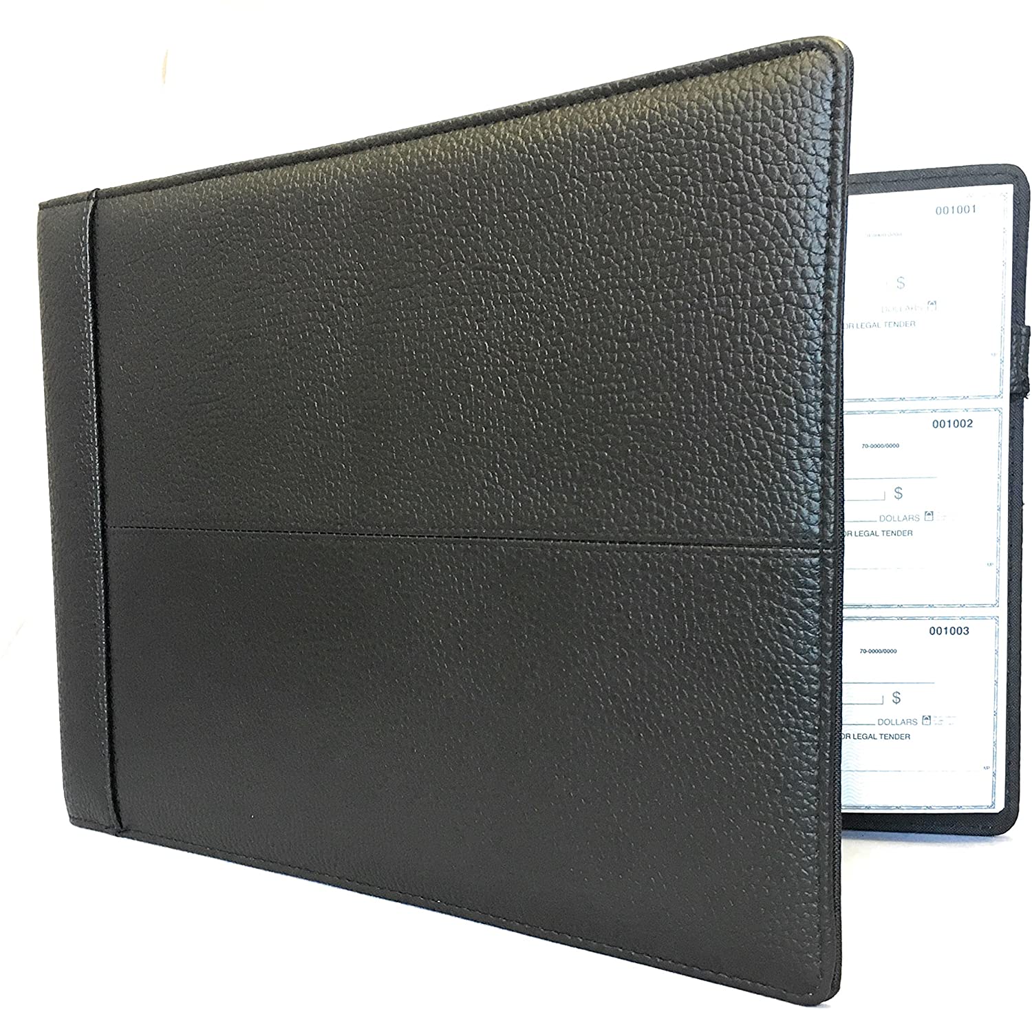 Premium Executive Check Binder | 7 Ring w/Zip Pouch Checkbook Portfolio - 600 Checks Capacity for 9" x 13" Sheets