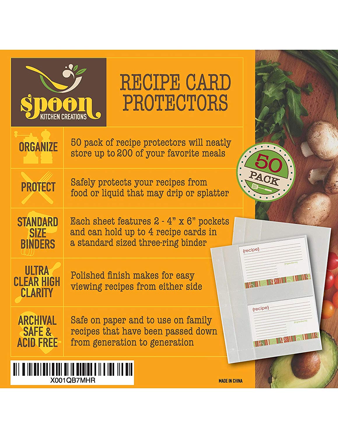 Recipe Card Protectors (50 Per Pack) - RingBinderDepot.com