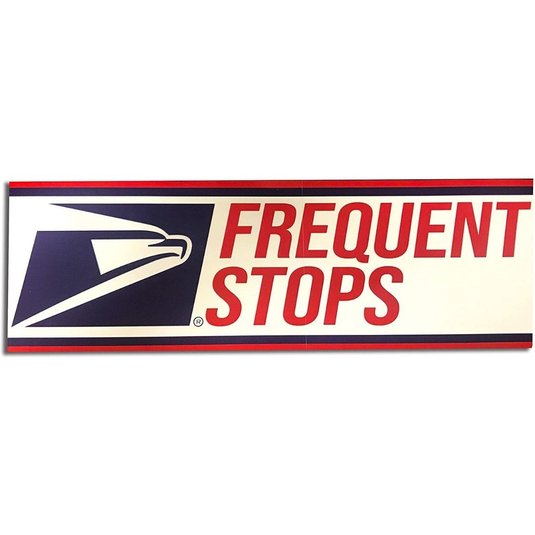 Frequent Stops Sticker for US Mail, 3" x 12" Sticker Decals, Rural Postal Carrier Sign, Self-Adhesive