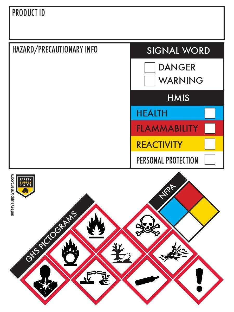 GHS Secondary Container Labels/Stickers, 250 Per Roll - RingBinderDepot.com